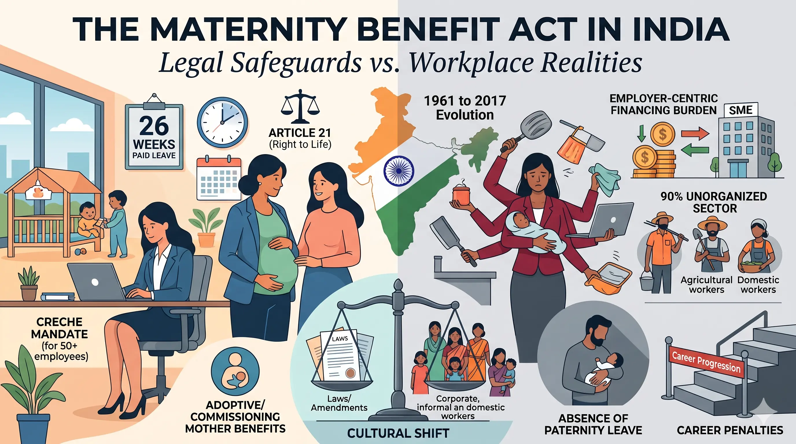 The Maternity Benefit Act in India: Legal Safeguards vs. Workplace Realities