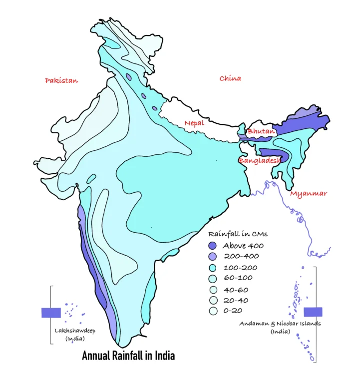 Distribution of Rainfall in India: Spatial Patterns & Variability