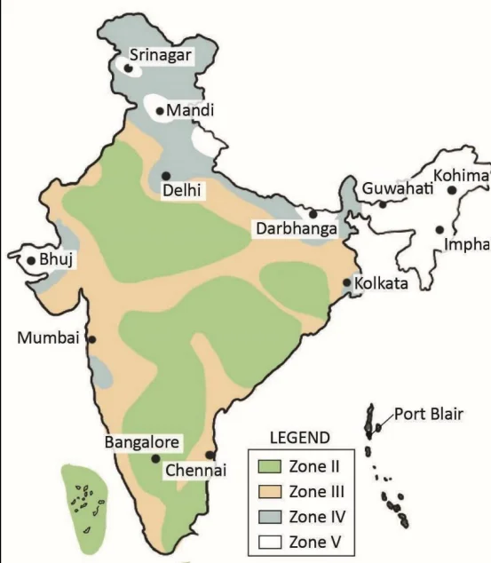 Distribution of Earthquakes in India