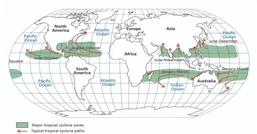 Distribution of Tropical Cyclones