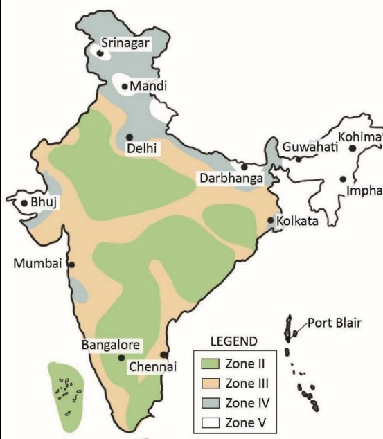Distribution of Earthquakes in India