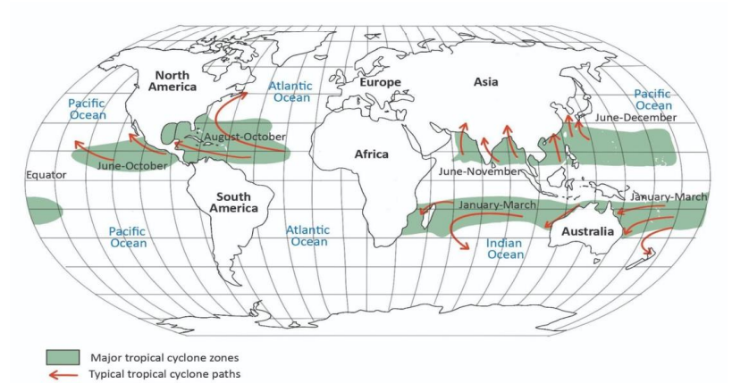 Distribution of Tropical Cyclones